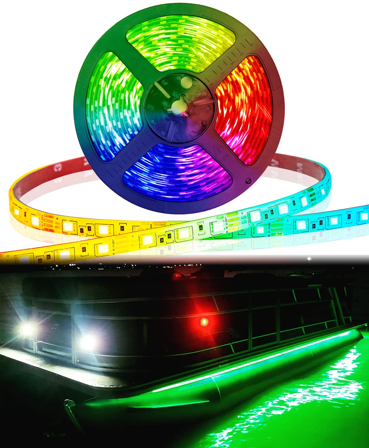 Shangyuan Boat Strip Lights, Marine led Strip Lights, Pontoon Boat Under Gunnel Deck Lights, RGB Color Changing Multiple Colors Led Strip Lights, Fishing Boat Lights