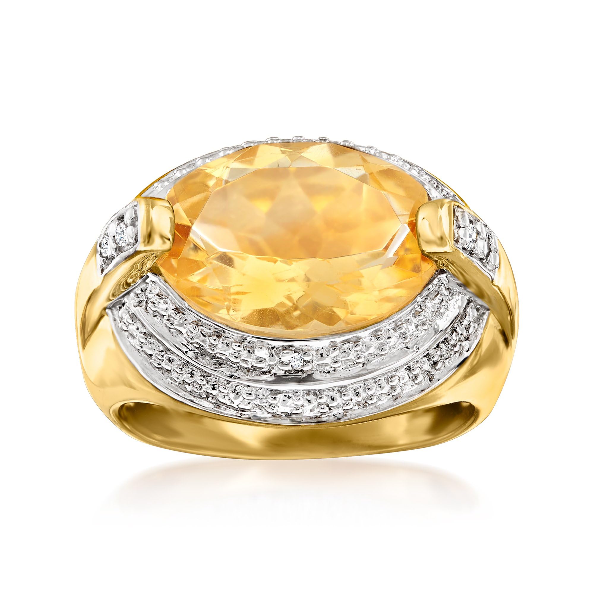 Ross-Simons 5.50 Carat Citrine Ring With White Topaz Accents in 18kt Gold Over Sterling. Size 10