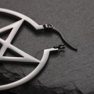 LIKGREAT Large Pentagram Earrings for Women Pentacle Buckle Hoop Earrings Pagan Wiccan Earrings Halloween Party Jewelry (pentacle in circle, black)