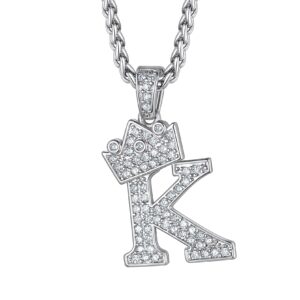 richsteel shiny cubic zirconia letter k necklace for men women initial pendant jewelry