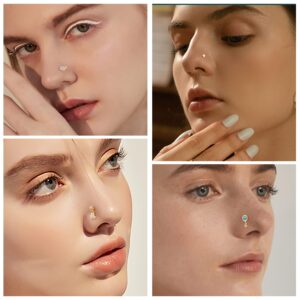 ORAZIO 9Pcs Dangle Nose Rings 20G Nose Ring Stud for Women Stainless Steel L Shaped Nose Rings Heart Snake Evil Eye Nose Studs Dangling Nose Piercing Jewelry