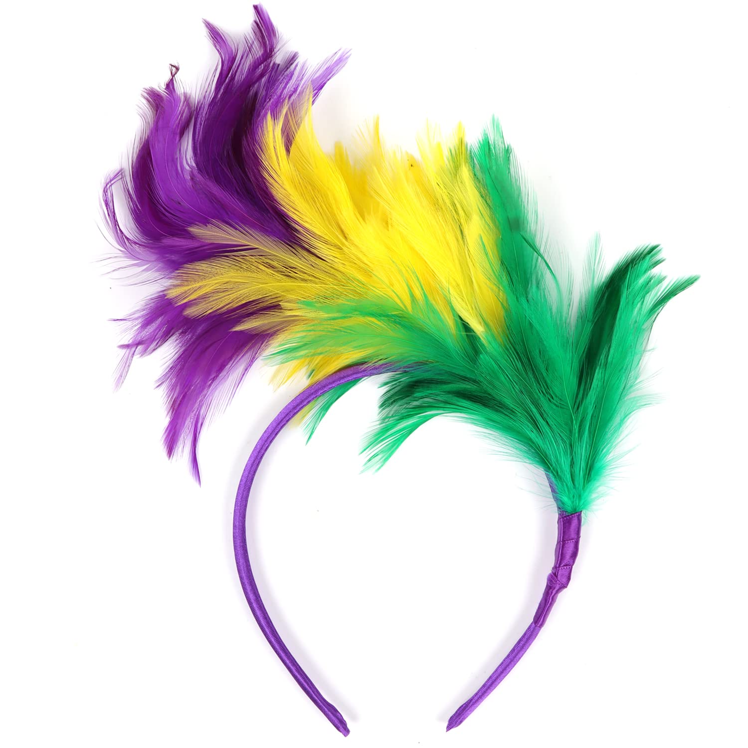 SunnyPro Mardi Gras Accessories for Women Mardi Gras Outfit Headband Headpiece Feather Fascinator