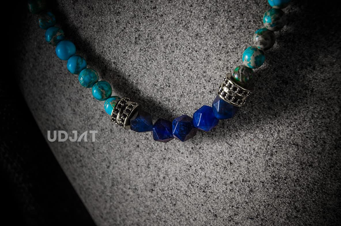 [Udjat]Turquoise Emperor Stone Wrap Bracelets,Healing Crystal Bracelet, Chakra Bracelet,Mala beads Crystal Bracelet for Woman, Turquoise Wrap Bracelets, turquoise emperor stone,blue sodalite