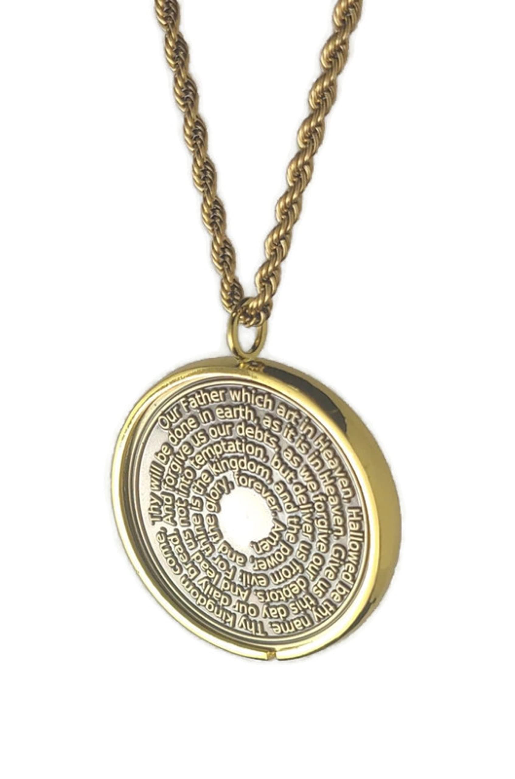 Our Father Prayer + 72 names of God + 1FitAll King Solomon Coin bezel kabbalah seal talisman Necklace