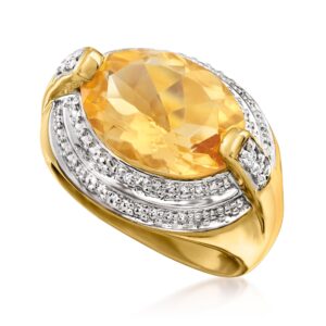 Ross-Simons 5.50 Carat Citrine Ring With White Topaz Accents in 18kt Gold Over Sterling. Size 10