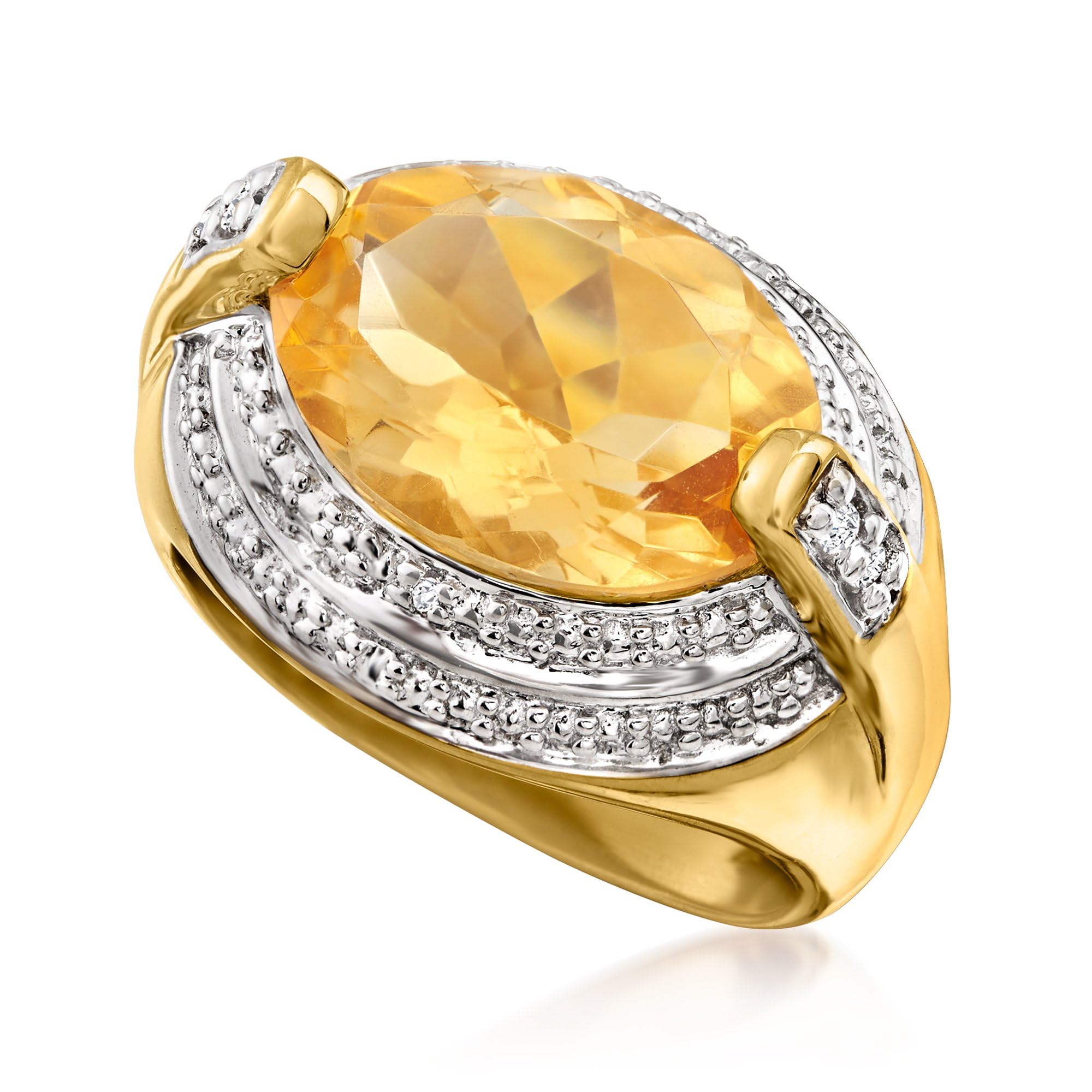 Ross-Simons 5.50 Carat Citrine Ring With White Topaz Accents in 18kt Gold Over Sterling. Size 10