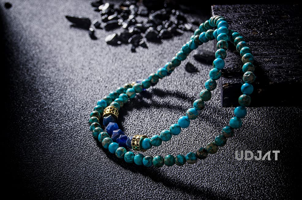 [Udjat]Turquoise Emperor Stone Wrap Bracelets,Healing Crystal Bracelet, Chakra Bracelet,Mala beads Crystal Bracelet for Woman, Turquoise Wrap Bracelets, turquoise emperor stone,blue sodalite