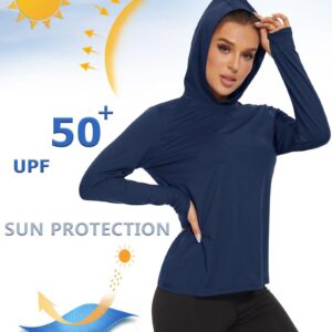 KEFITEVD Sun Shirt Women Long Sleeve UV Protection Workout Top for Women Lightweight Long Sleeve SPF Shirt Women Athletic Shirt Navy