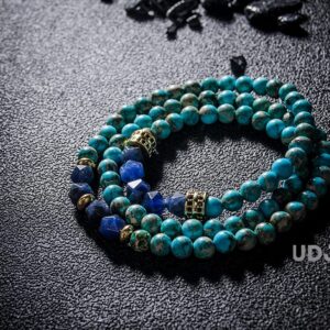 [Udjat]Turquoise Emperor Stone Wrap Bracelets,Healing Crystal Bracelet, Chakra Bracelet,Mala beads Crystal Bracelet for Woman, Turquoise Wrap Bracelets, turquoise emperor stone,blue sodalite