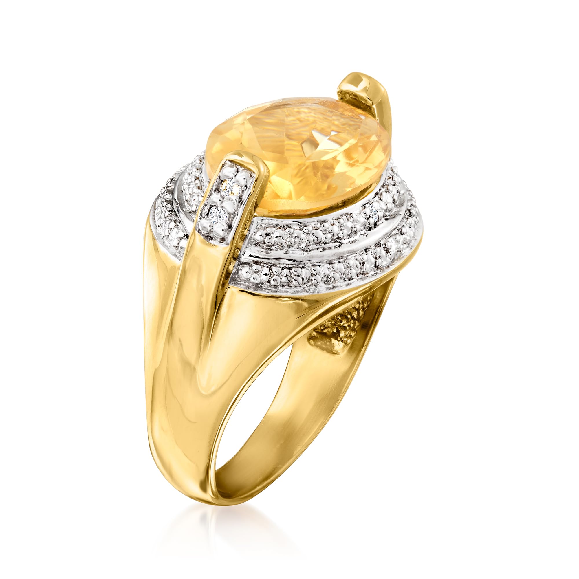 Ross-Simons 5.50 Carat Citrine Ring With White Topaz Accents in 18kt Gold Over Sterling. Size 10