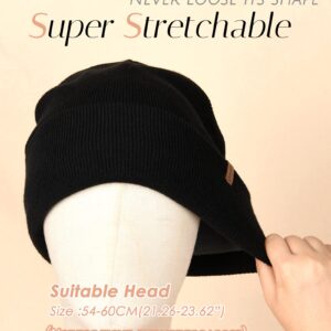 FURTALK Beanie Hats for Women Men Fleece Lined Winter Hats Soft Warm Womens Beanies for Winter Black