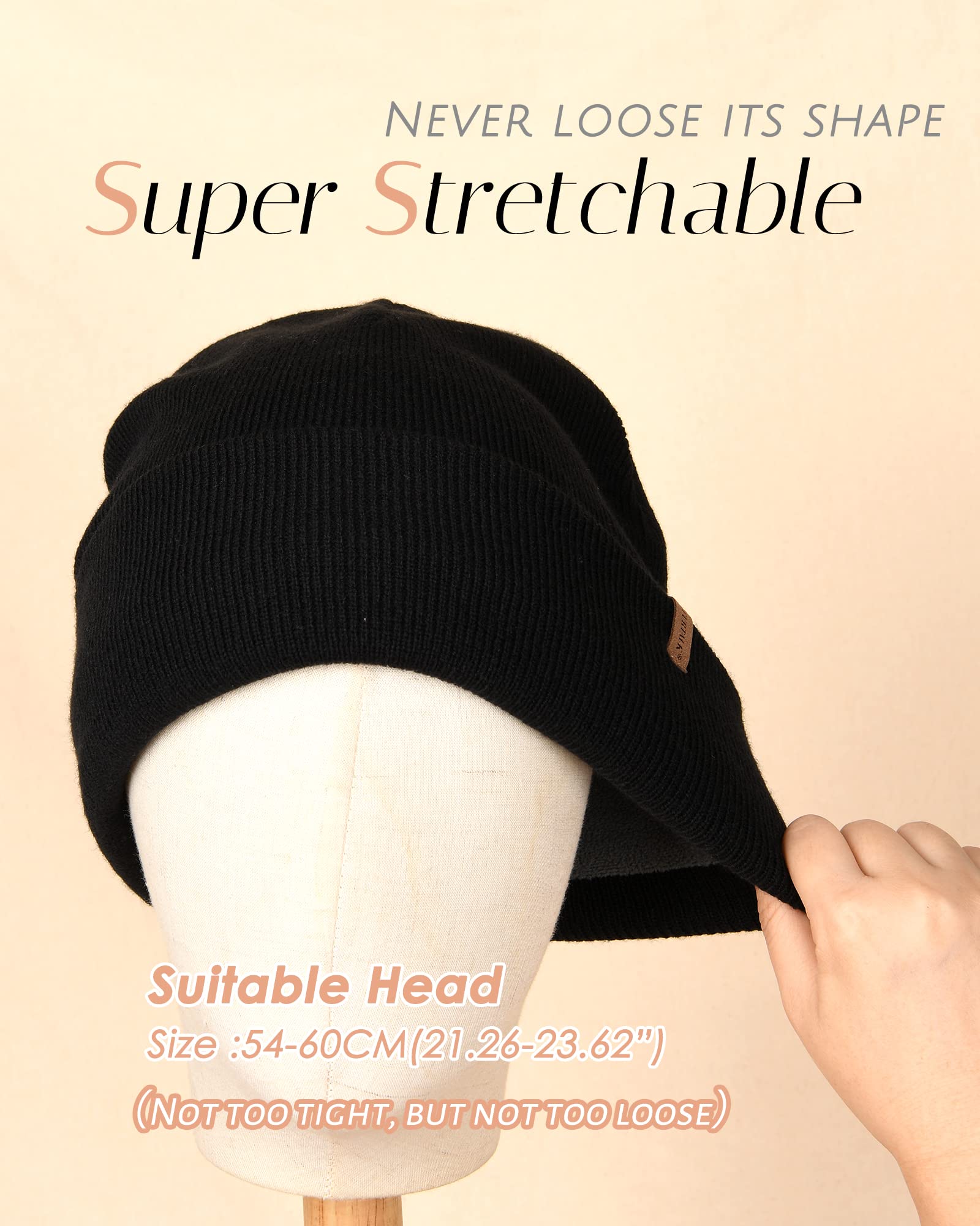 FURTALK Beanie Hats for Women Men Fleece Lined Winter Hats Soft Warm Womens Beanies for Winter Black