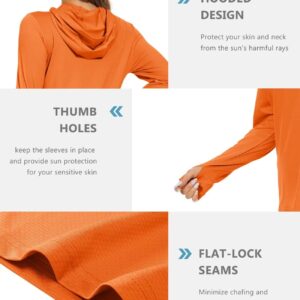 KEFITEVD Sun Hoodie Women UV Protection Sun Shirts Outdoor Cooling Performance Shirts Long Sleeve Rash Guard Lightweight Fishing Shirts Orange