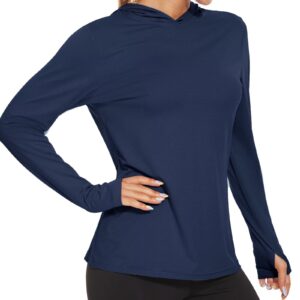 KEFITEVD Sun Shirt Women Long Sleeve UV Protection Workout Top for Women Lightweight Long Sleeve SPF Shirt Women Athletic Shirt Navy