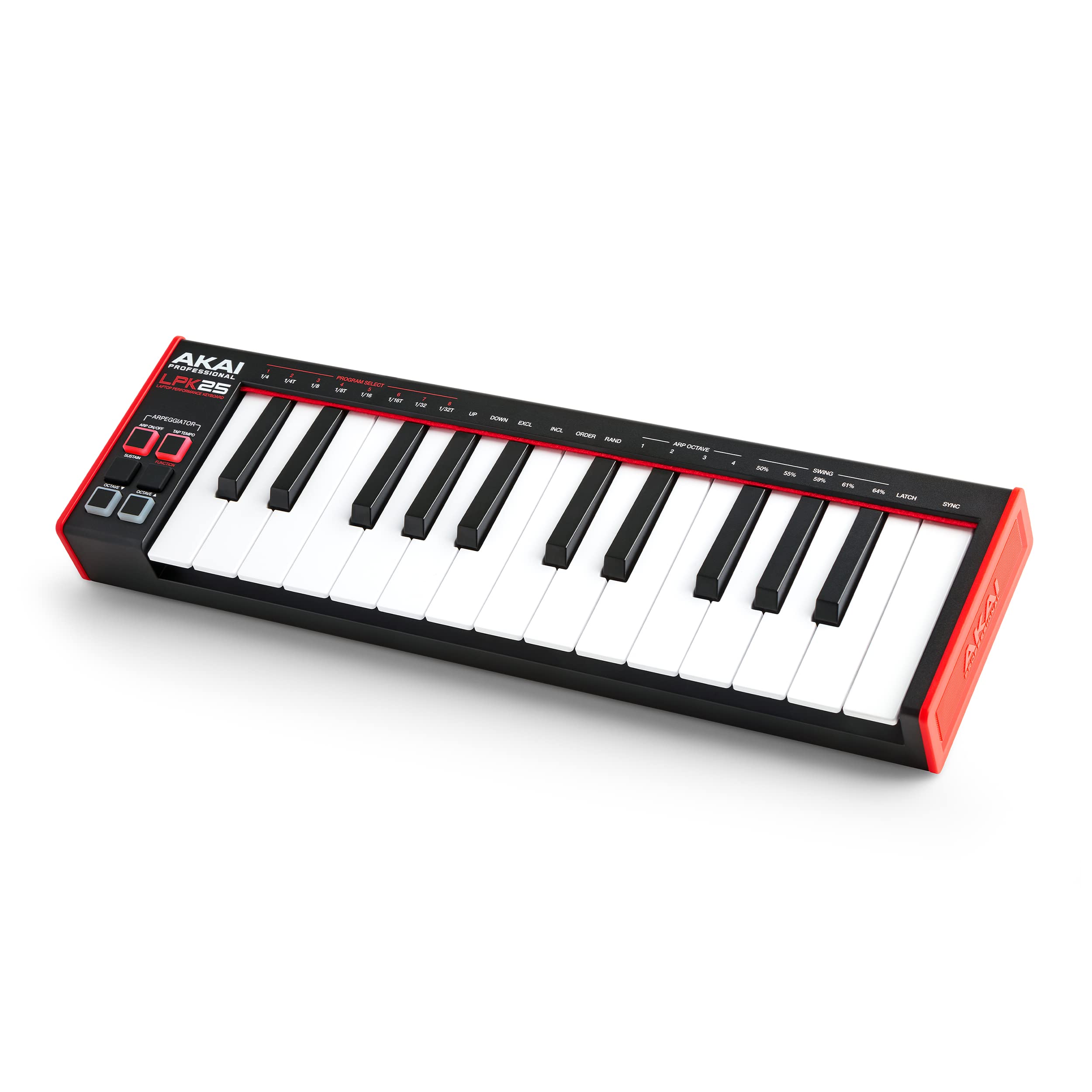 AKAI Professional LPK25 - USB MIDI Keyboard Controller with 25 Responsive Synth Keys for Mac and PC, Arpeggiator and Music Production Software,black