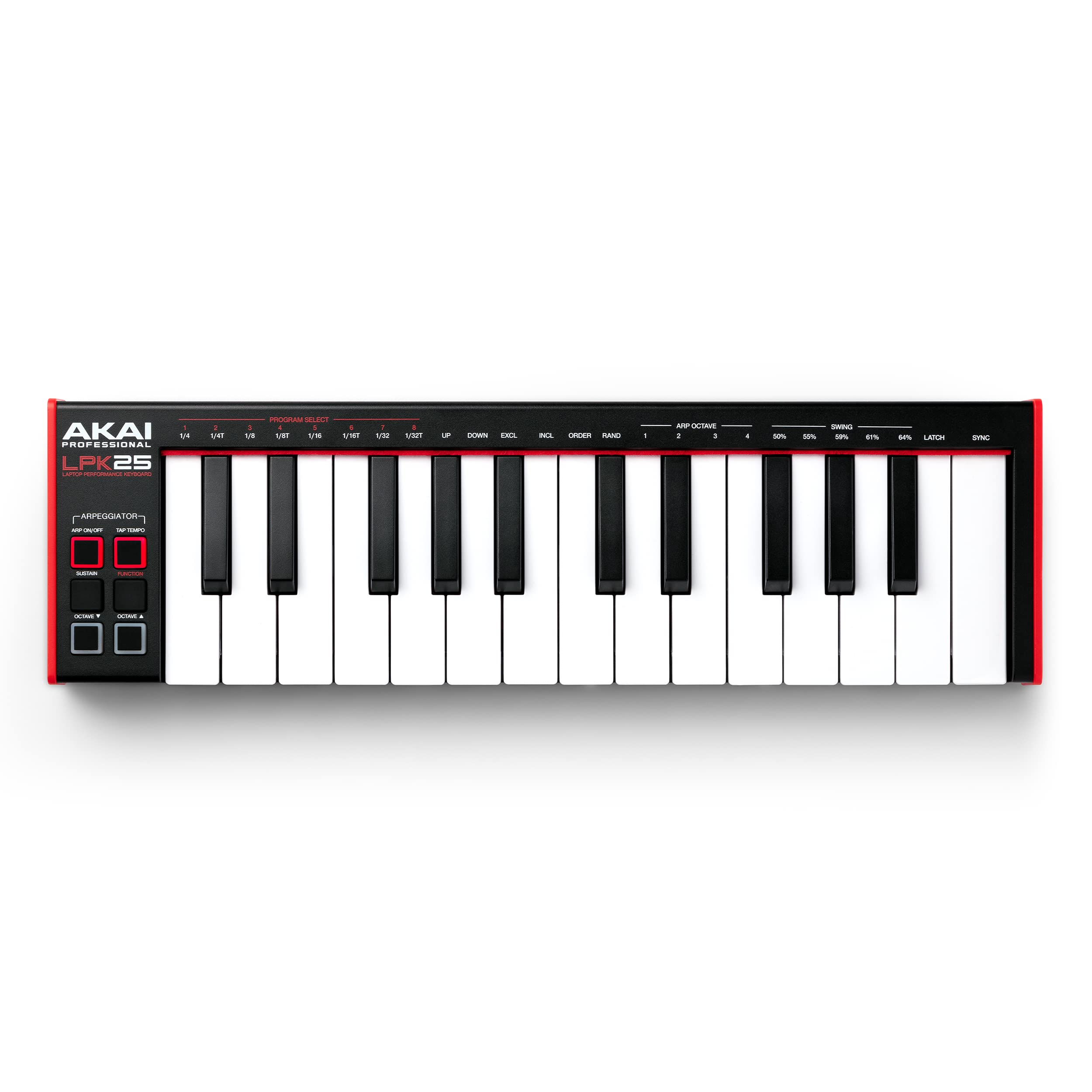 AKAI Professional LPK25 - USB MIDI Keyboard Controller with 25 Responsive Synth Keys for Mac and PC, Arpeggiator and Music Production Software,black