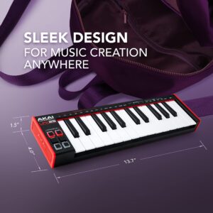 AKAI Professional LPK25 - USB MIDI Keyboard Controller with 25 Responsive Synth Keys for Mac and PC, Arpeggiator and Music Production Software,black