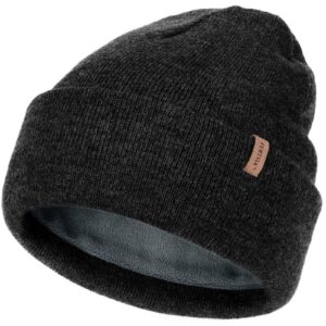 FURTALK Beanie Hats for Women Men Fleece Lined Winter Hats Soft Warm Womens Beanies for Winter Black Grey