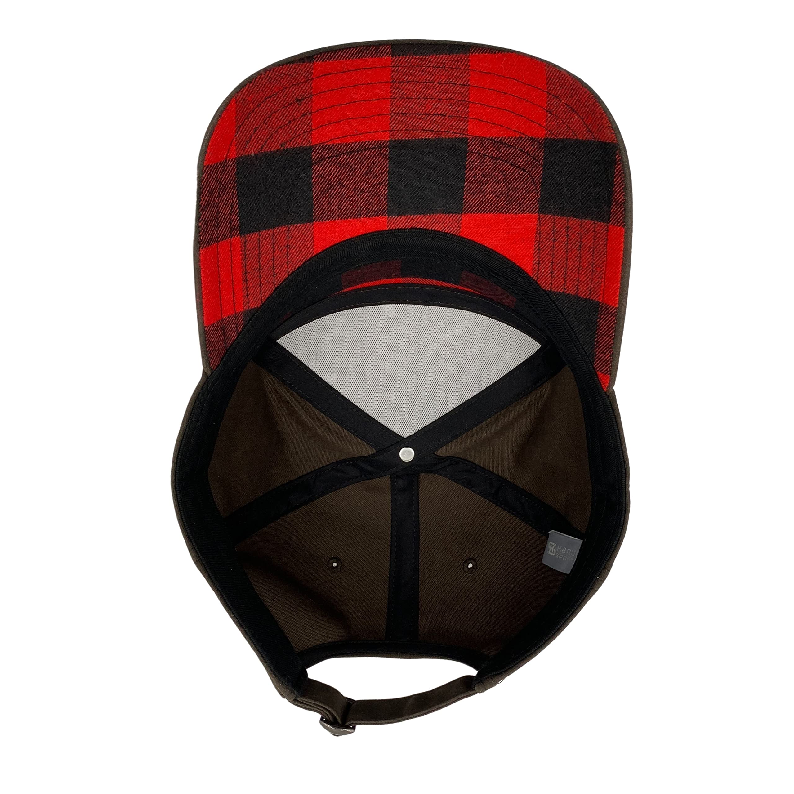 KANUT SPORTS Hoyt Camper Cap - 100% Canvas Buffalo Plaid Underbrim, Adjustable Strap, for Men and Women (Brown)