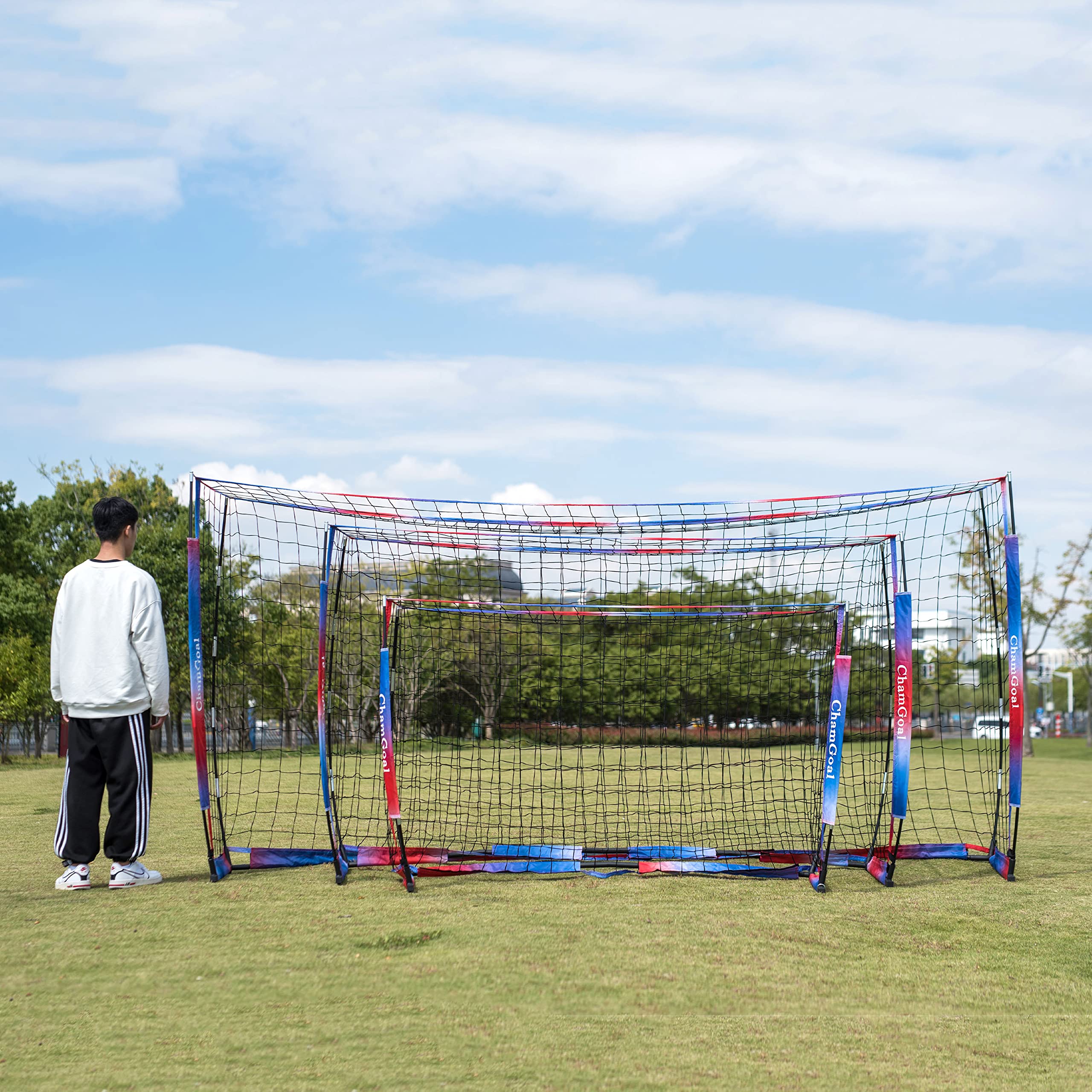 ChamGoal Portable Soccer Goal Net for Backyard,Sports Net Instant Portable Collapsible Soccer Net, All Ages & Skill Level&Anywhere,for Training & Scrimmages,1 Goal + 1 Carry Bag(12X6 FT)