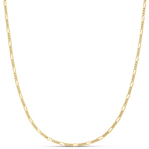 Amazon Essentials 14K Gold Plated Fine Figaro Chain 18", Yellow Gold