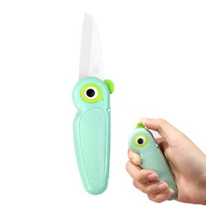 S.ROKE TTAN Portable Ceramic Paring Knife - 2.5 Inches Sharp Blade, Small Folding Knife, Cutter Peeler 2 in 1, Mini Cute Portable Fruit Knife for Travel, Camping (Pink + Green)