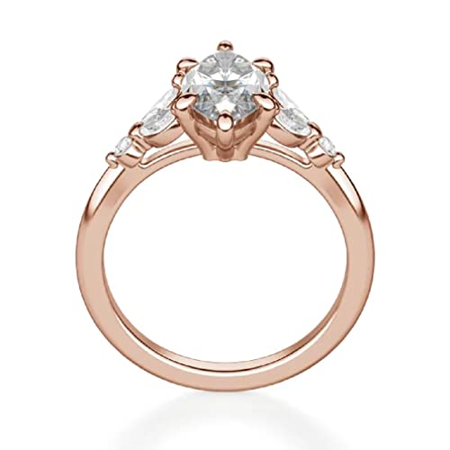 10K Solid Rose Gold Handmade Engagement Ring 3 CT Marquise Cut Moissanite Diamond Solitaire Wedding/Bridal Ring for Womens/Her Bridal Ring (4.5)