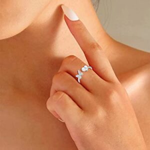 Sora Tuki S Initial Ring for Women Silver Letter Ring Adjustable Rings Butterfly Heart Initial Rings for Women Dainty Stackable Rings Cute Silver Rings