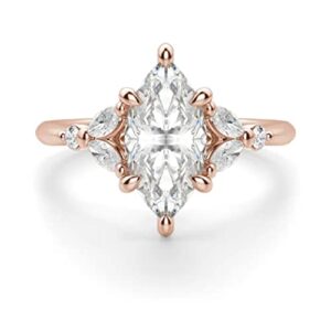 10K Solid Rose Gold Handmade Engagement Ring 3 CT Marquise Cut Moissanite Diamond Solitaire Wedding/Bridal Ring for Womens/Her Bridal Ring (4.5)