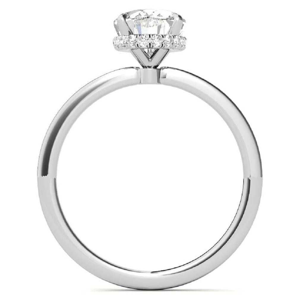 10K Solid White Gold Handmade Engagement Ring, 3 CT Oval Cut Moissanite Diamond Solitaire Bridal/Wedding Rings for Women/Her, Minimalist Ring Anniversary Ring For Gifts (7.5)