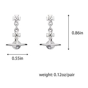 ZHOUMEIWENSP Silver Saturn NANA Earrings Planet Dangle Earrings Space Hypoallergenic Punk Earrings for Women (Silver)