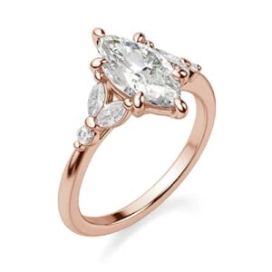 10K Solid Rose Gold Handmade Engagement Ring 3 CT Marquise Cut Moissanite Diamond Solitaire Wedding/Bridal Ring for Womens/Her Bridal Ring (4.5)