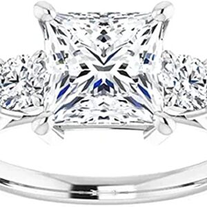 Moissanite World 3-Stone Moissanite Ring Princess 2.0CT, Moissanite Engagement Ring/Moissanite Wedding Ring/Bridal Ring Set 925 Sterling Silver Perfact for Gift Or As You Want (6)