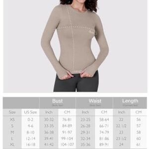 ODODOS 2-Pack Seamless Long Sleeve Tops with Thumb Hole for Women Crew Neck Ribbed Tee Workout Yoga Shirts, Black+Dark Grey, Small