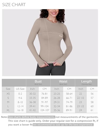 ODODOS 2-Pack Seamless Long Sleeve Tops with Thumb Hole for Women Crew Neck Ribbed Tee Workout Yoga Shirts, Black+Dark Grey, Small