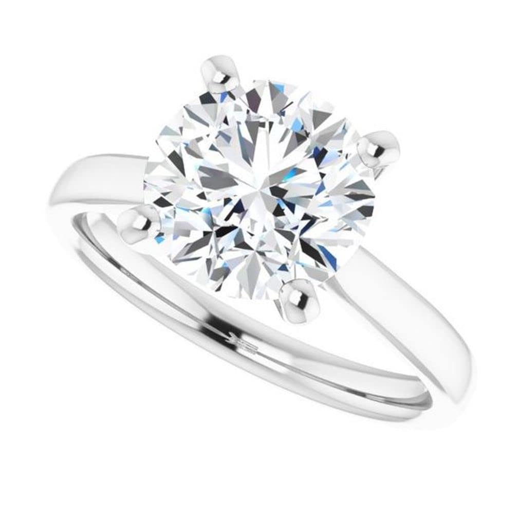 Moissanite Ring 10K Solid White Gold Handmade Engagement Ring 2.50 CT Round Cut Moissanite Diamond Solitaire Wedding/Bridal Rings for Women/Her Propose Ring By Rivaan Jewel (7)