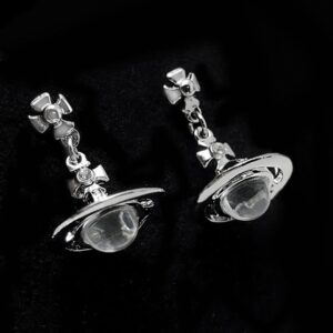 ZHOUMEIWENSP Silver Saturn NANA Earrings Planet Dangle Earrings Space Hypoallergenic Punk Earrings for Women (Silver)