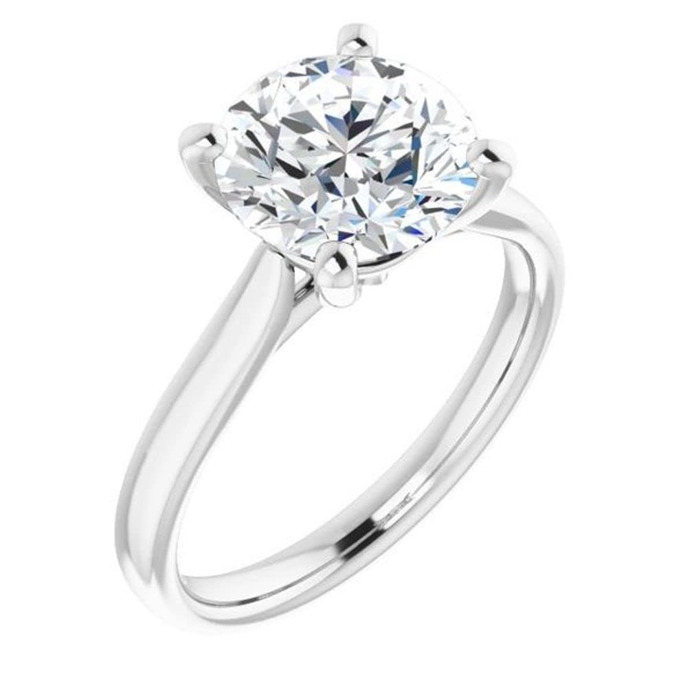 Moissanite Ring 10K Solid White Gold Handmade Engagement Ring 2.50 CT Round Cut Moissanite Diamond Solitaire Wedding/Bridal Rings for Women/Her Propose Ring By Rivaan Jewel (7)