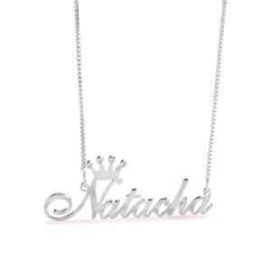 bethza diamond name necklace personalized 925 sterling silver customize nameplate pendant necklaces with crown gift for women mom