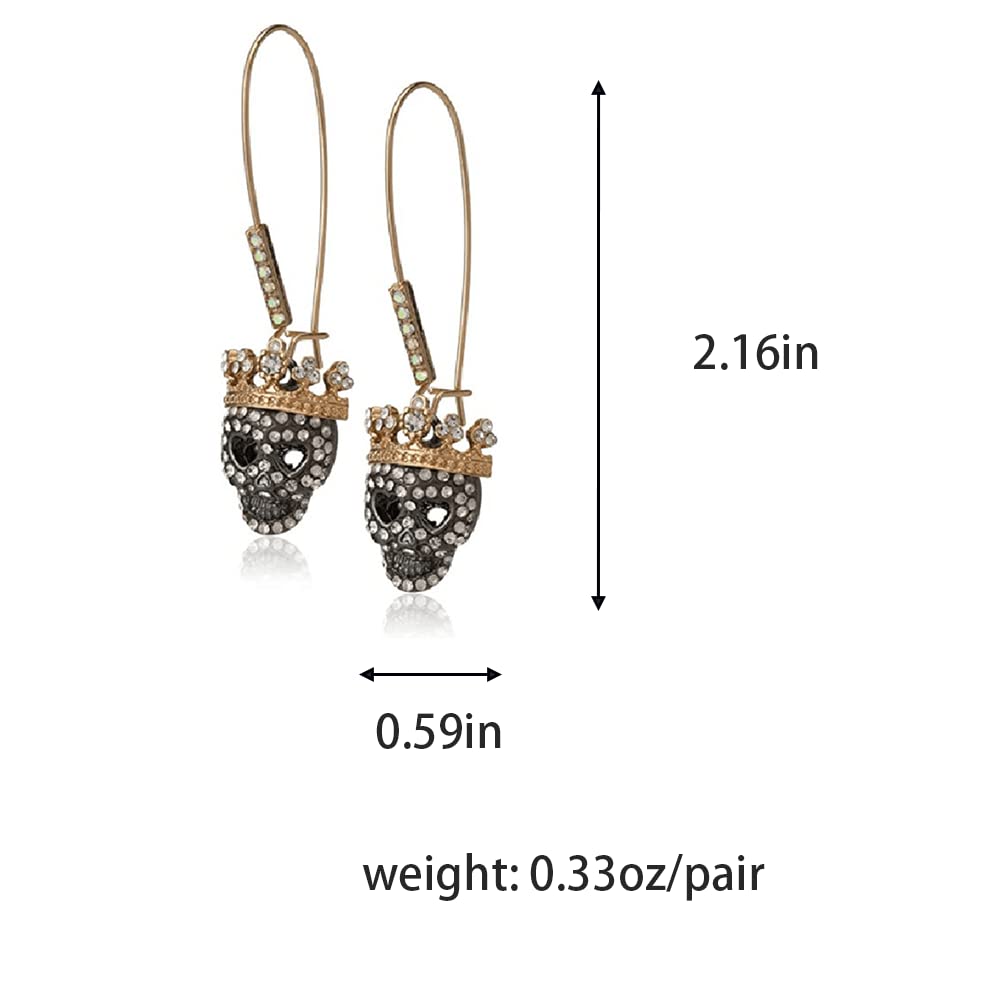 ZHOUMEIWENSP Diamond Skull Earrings For Women