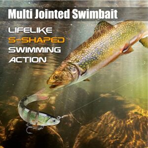 Atibin Multi Jointed Fishing Lure Bass Slow Sinking Swim Bait Bass Bionic Saltwater Fishing Lures Freshwater Realistic Topwater Set A3-5.4",0.92oz