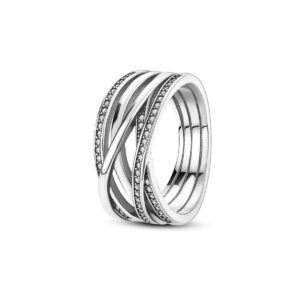 narmo sterling silver ring entwined cubic zirconia ring line rings for women