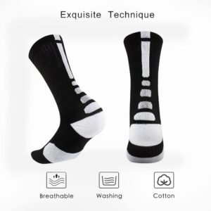 OLCHEE Boys Sock Basketball Soccer Hiking Ski Athletic Outdoor Sports Thick Calf High Elite Crew Sock 9 Pack Black White Grey, Size S