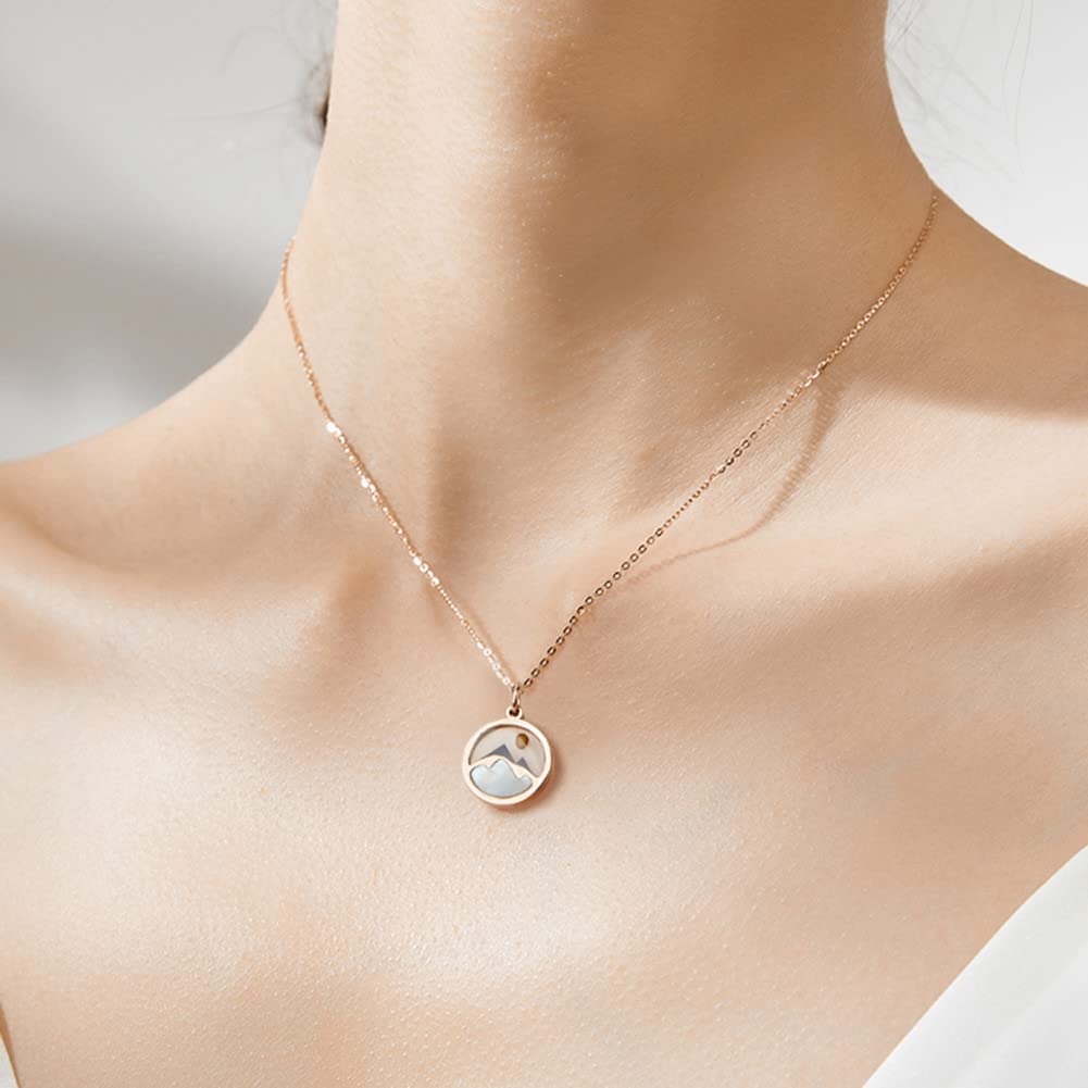 Yixinjew Rose Gold Mountain Mustard Seed Pendant Necklace Stainless Steel Inspiration Faith Jewelry for Women (silver)