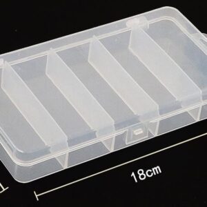 3 Pack 5 Grid Clear Plastic Fishing Tackle Accessory Box Container, Clear Tiny Fishing Lure Bait Hooks Storage Box for Jewelry Making Organizer (7.08 x 3.74 x 1.18inch)