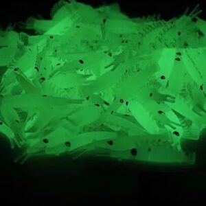 ROYHOO 100pcs Luminous Silicone Soft Shrimp Lure Baits Soft Lure Worms Glow Simulation Prawn Shrimps Fishing Tackle Lures baits