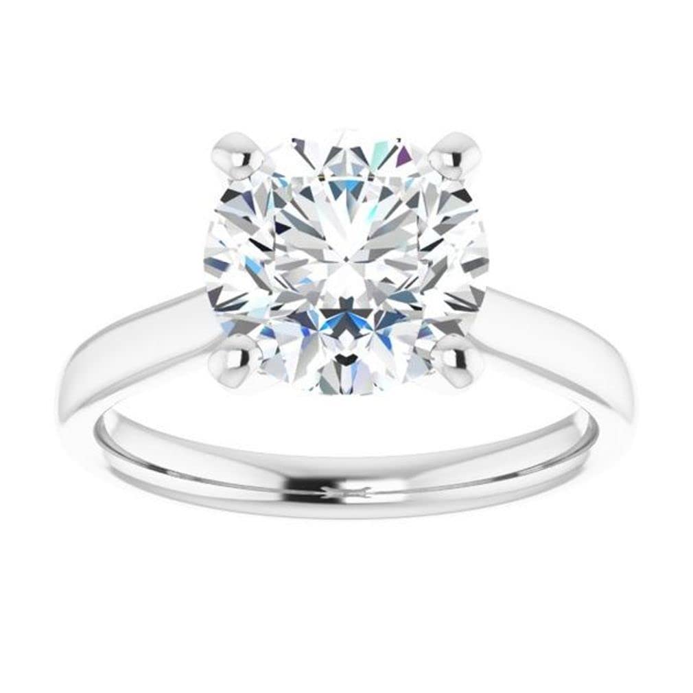 Moissanite Ring 10K Solid White Gold Handmade Engagement Ring 2.50 CT Round Cut Moissanite Diamond Solitaire Wedding/Bridal Rings for Women/Her Propose Ring By Rivaan Jewel (7)