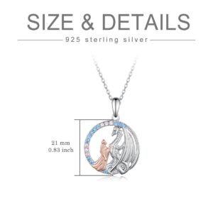 SCZKLAQ Dragon Necklace for Women 925 Sterling Silver Dragon Pendant Necklace Queen Princess Stroking Dragon Jewelry Gift for Women