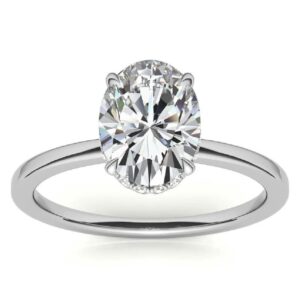 10K Solid White Gold Handmade Engagement Ring, 3 CT Oval Cut Moissanite Diamond Solitaire Bridal/Wedding Rings for Women/Her, Minimalist Ring Anniversary Ring For Gifts (7.5)