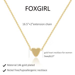 Foxgirl Gold Heart Necklaces for Women, Simple Small Heart Pendant Necklace Dainty 14k Gold Necklace for Women Jewelry for Women Gifts